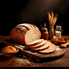 切片烘焙面包果酱佐料摄影图片